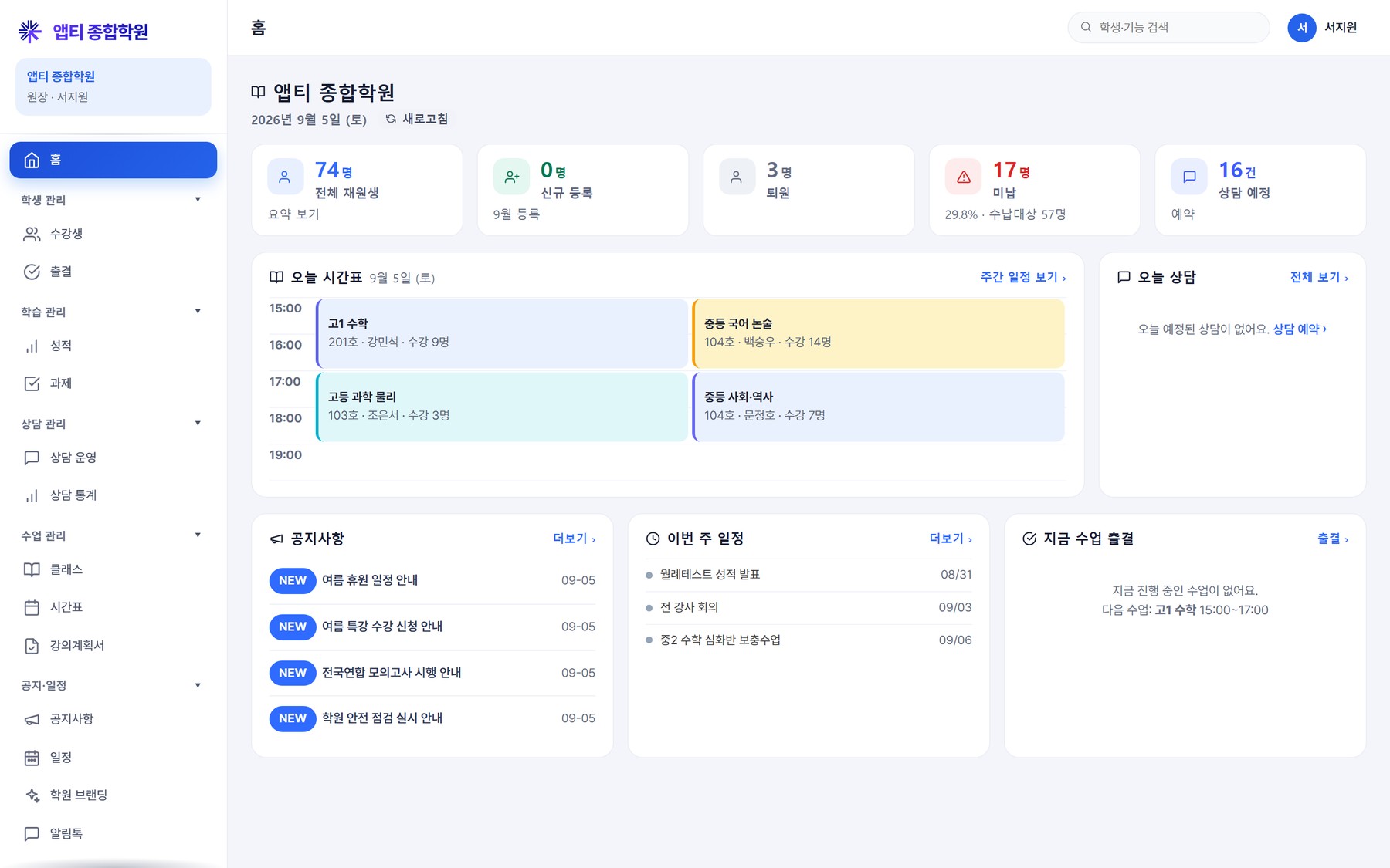 발표 슬라이드 53 — 현장 문제 → 해결 매핑과 원장 홈 화면