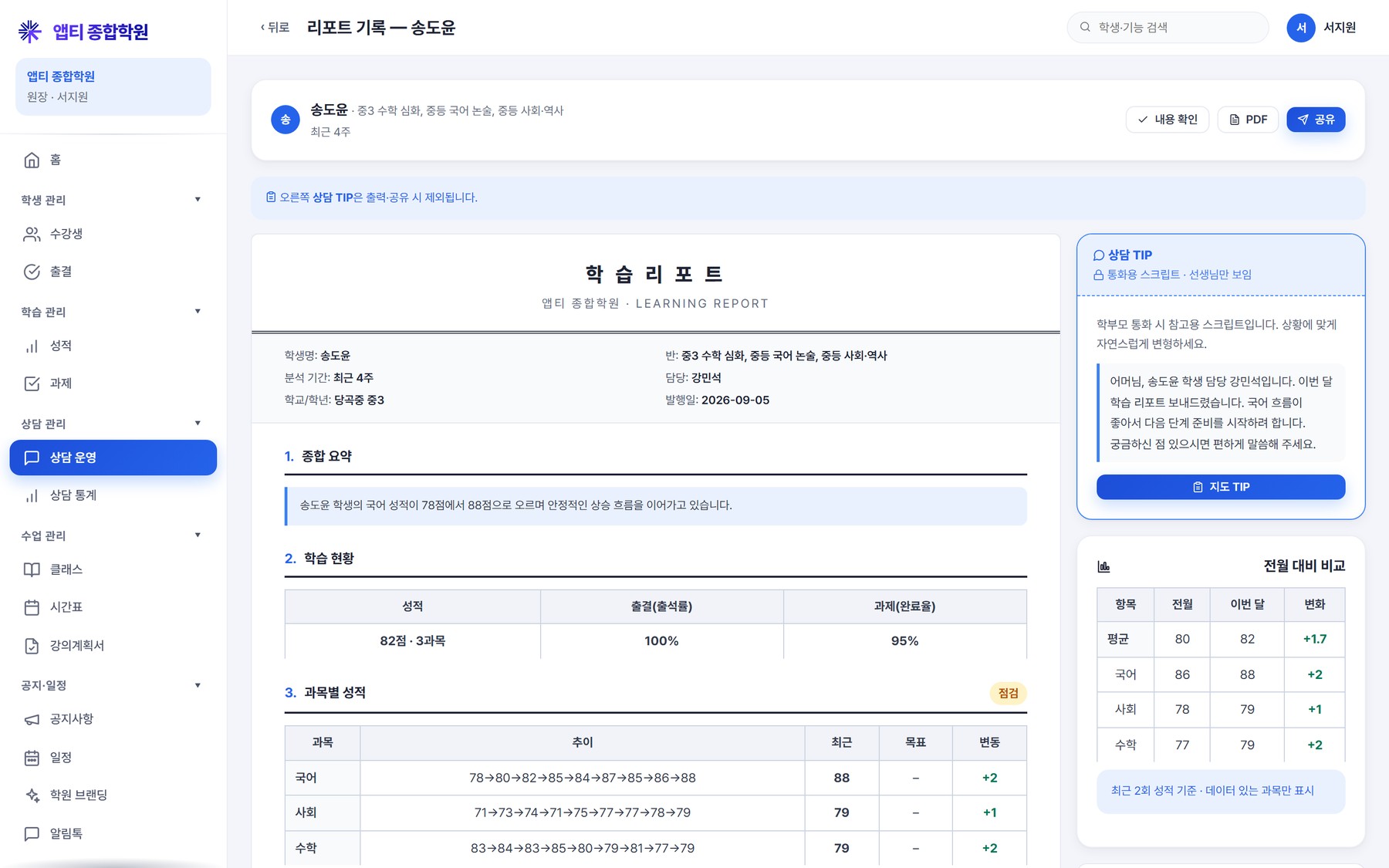 발표 슬라이드 57 — 리포트가 만들어지는 순서 4단계